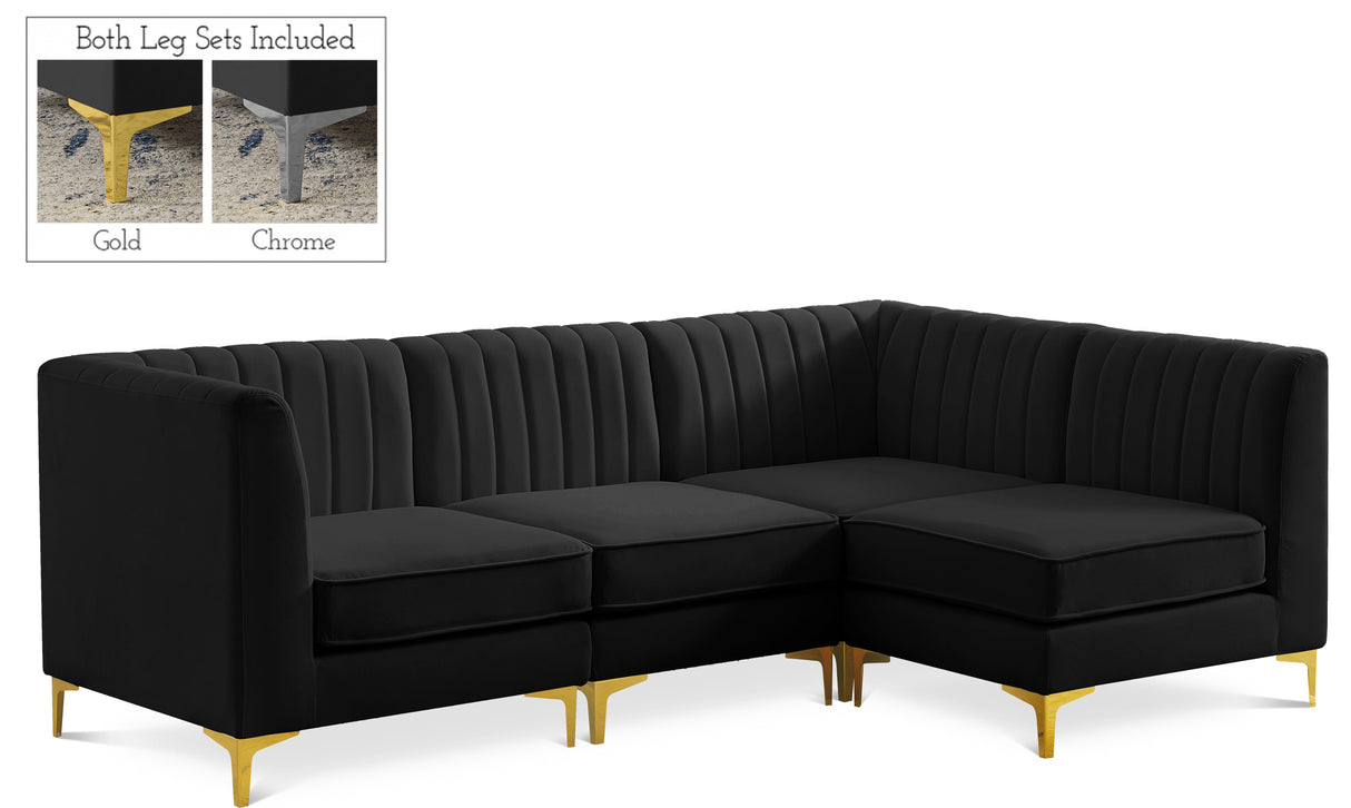 Alina Black Velvet Modular Sectional - galleria furniture outlet