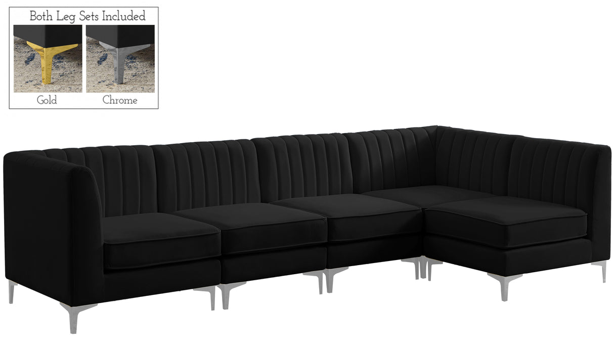 Alina Black Velvet Modular Sectional - galleria furniture outlet