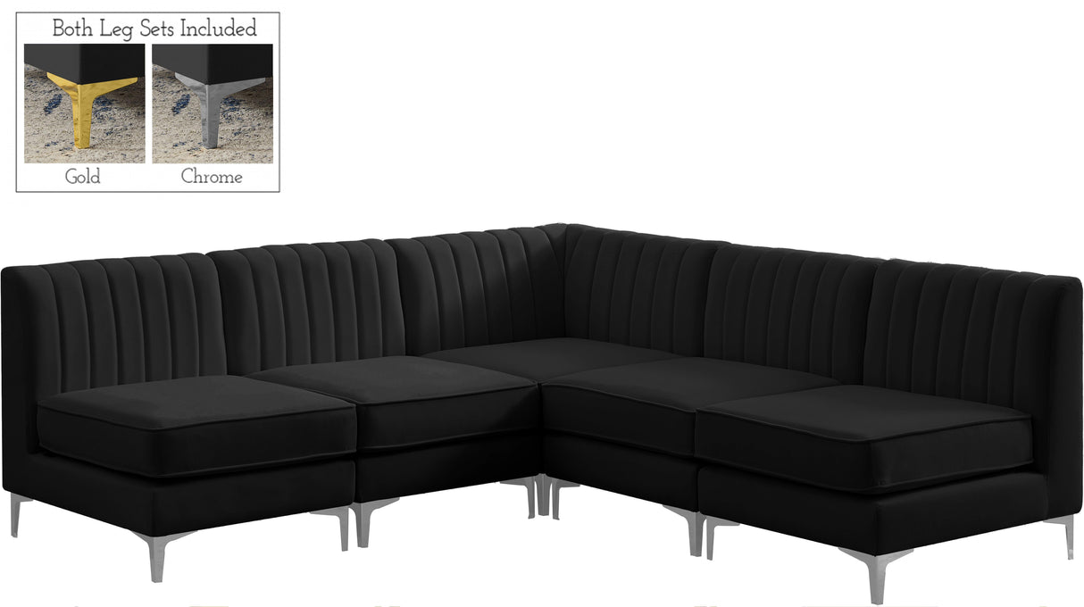 Alina Black Velvet Modular Sectional - galleria furniture outlet