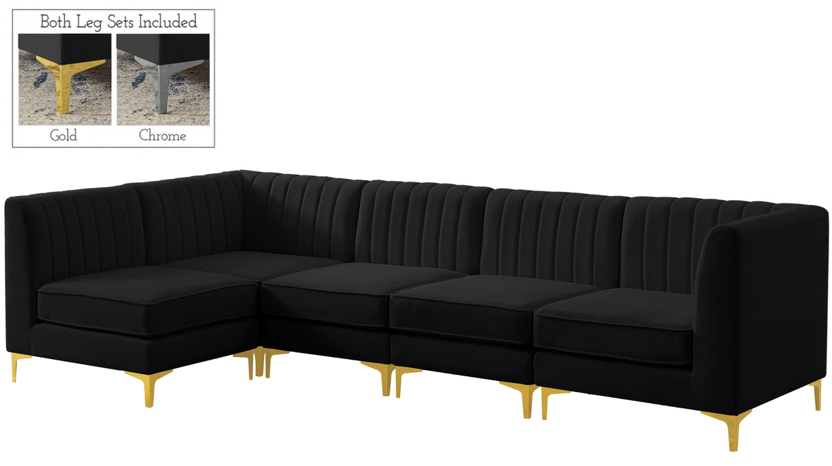Alina Black Velvet Modular Sectional - galleria furniture outlet