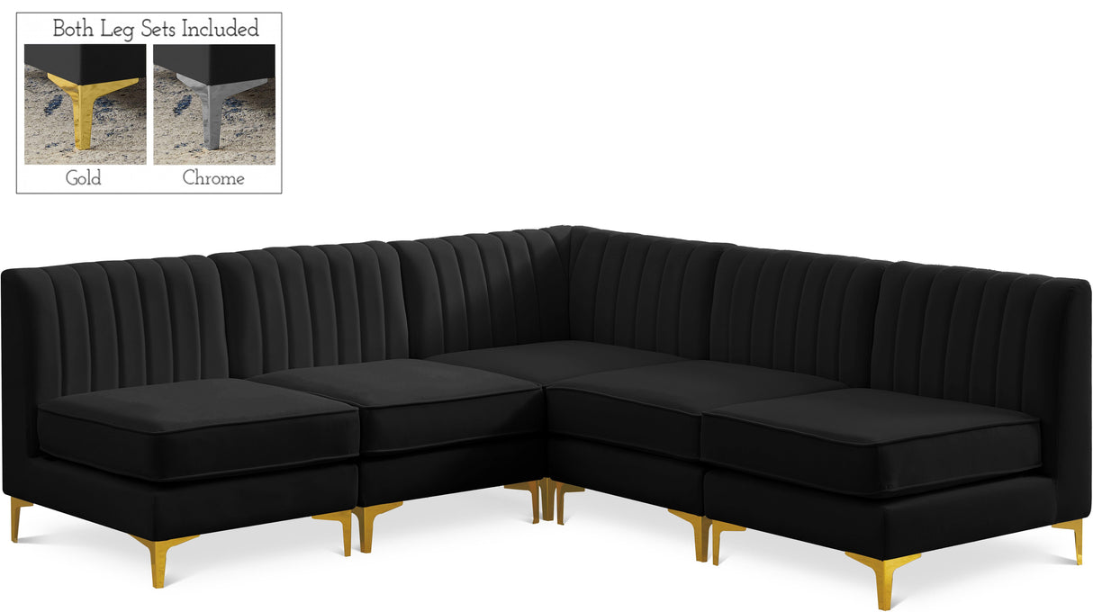 Alina Black Velvet Modular Sectional - galleria furniture outlet