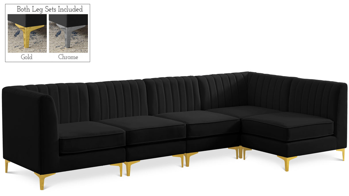 Alina Black Velvet Modular Sectional - galleria furniture outlet