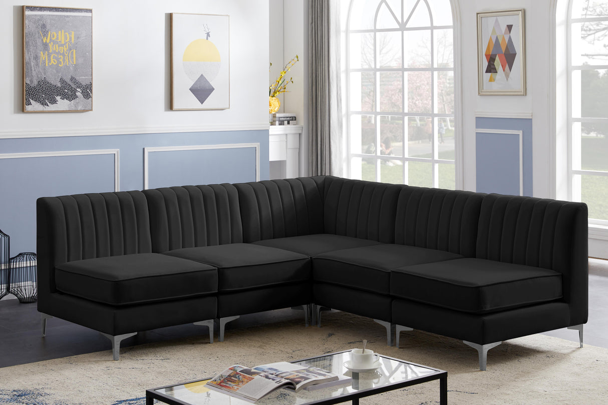 Alina Black Velvet Modular Sectional - galleria furniture outlet