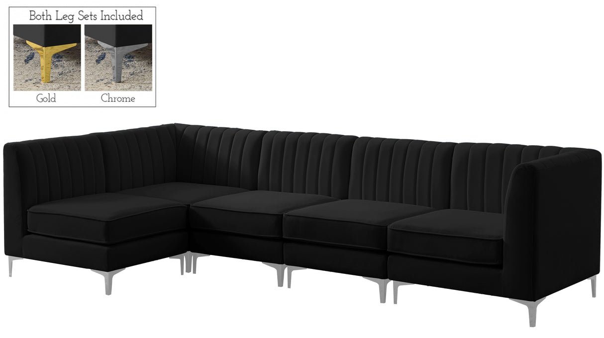 Alina Black Velvet Modular Sectional - galleria furniture outlet