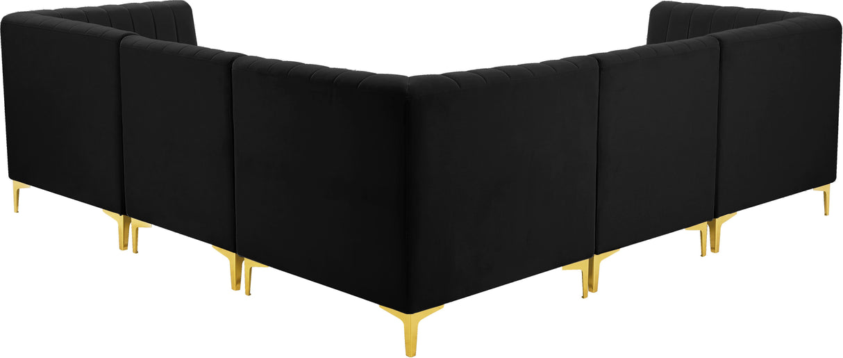 Alina Black Velvet Modular Sectional - galleria furniture outlet