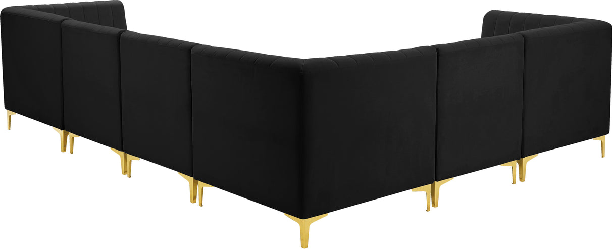 Alina Black Velvet Modular Sectional - galleria furniture outlet