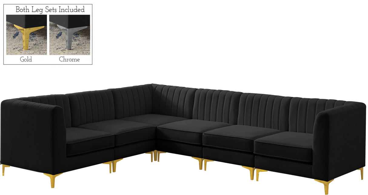 Alina Black Velvet Modular Sectional - galleria furniture outlet