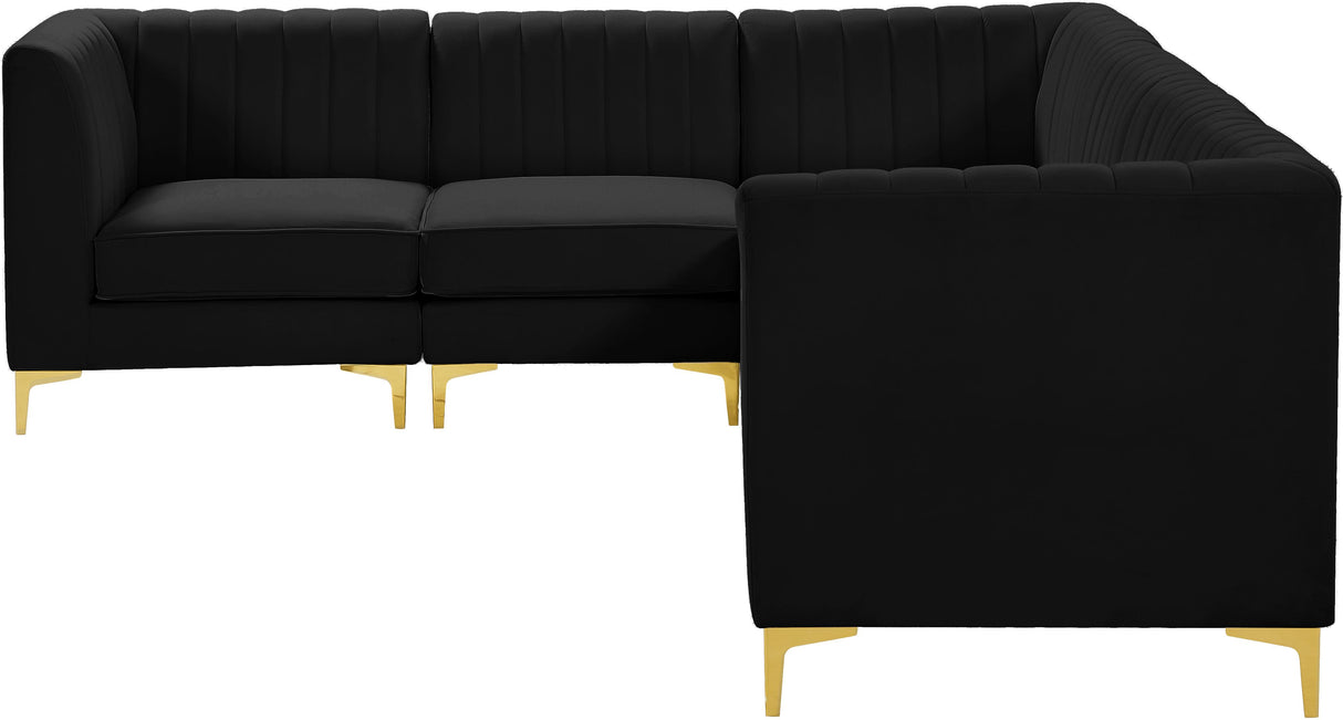 Alina Black Velvet Modular Sectional - galleria furniture outlet