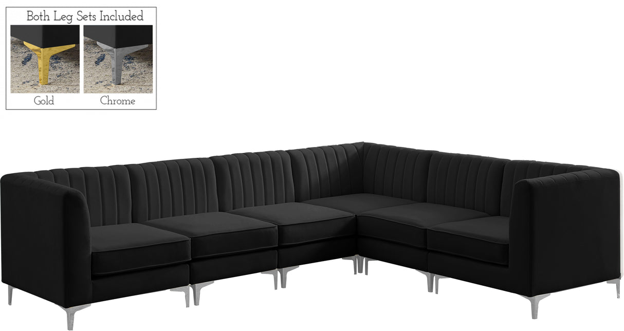 Alina Black Velvet Modular Sectional - galleria furniture outlet