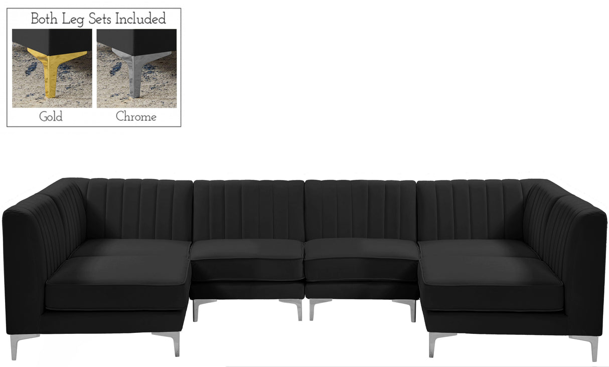 Alina Black Velvet Modular Sectional - galleria furniture outlet