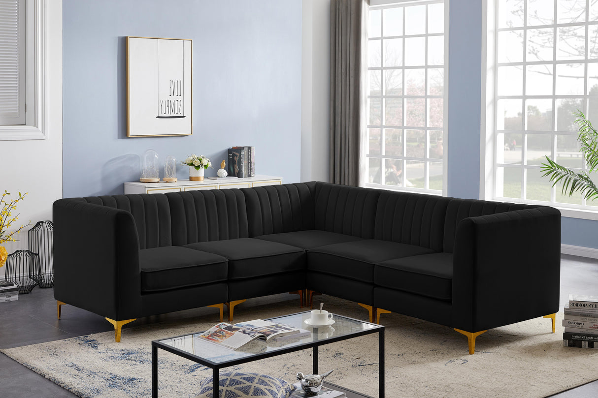Alina Black Velvet Modular Sectional - galleria furniture outlet