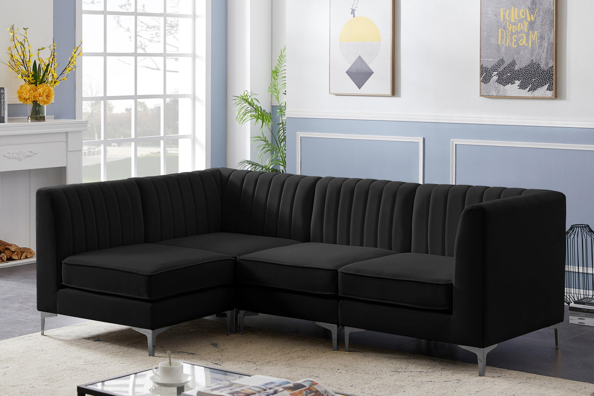 Alina Black Velvet Modular Sectional - galleria furniture outlet
