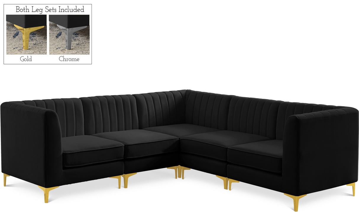 Alina Black Velvet Modular Sectional - galleria furniture outlet