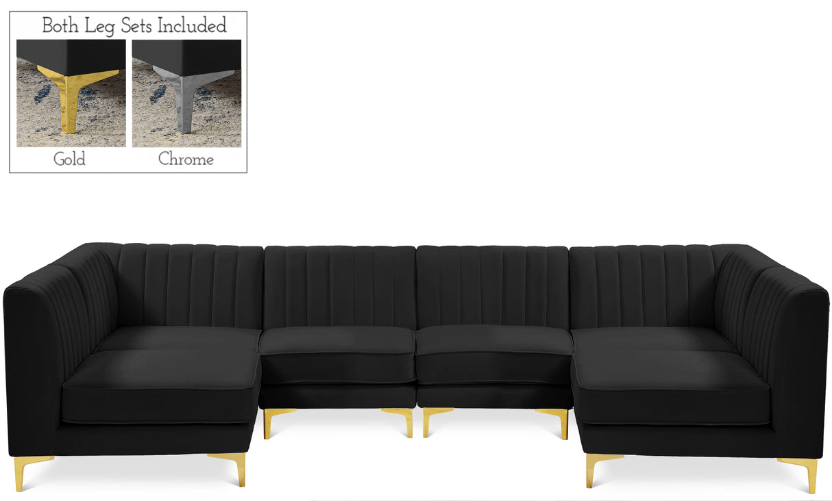 Alina Black Velvet Modular Sectional - galleria furniture outlet
