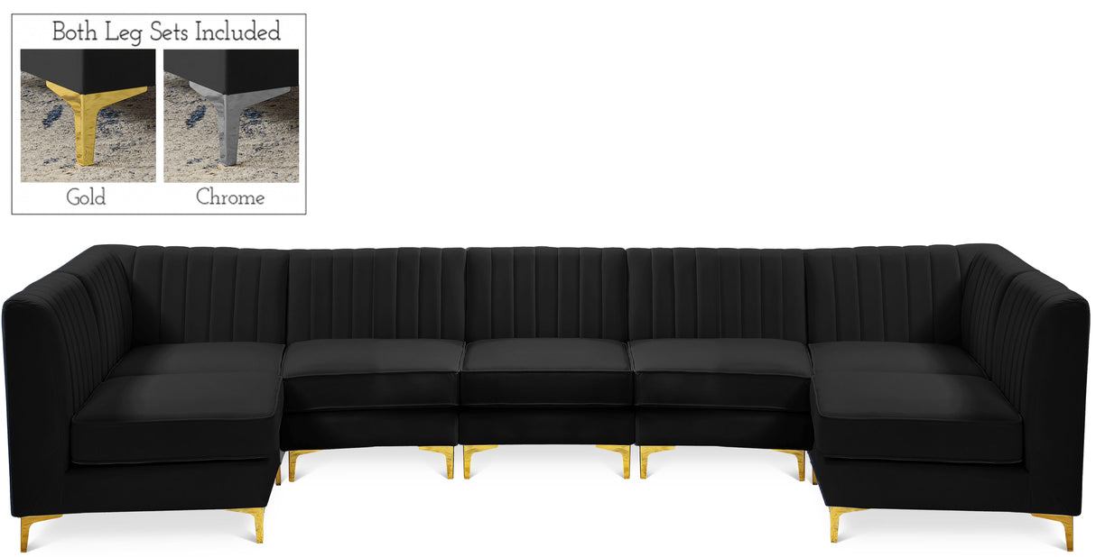 Alina Black Velvet Modular Sectional - galleria furniture outlet
