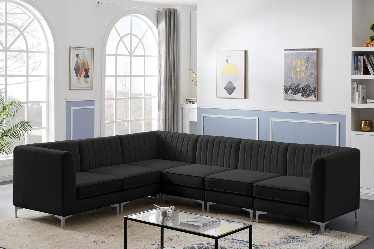 Alina Black Velvet Modular Sectional - galleria furniture outlet