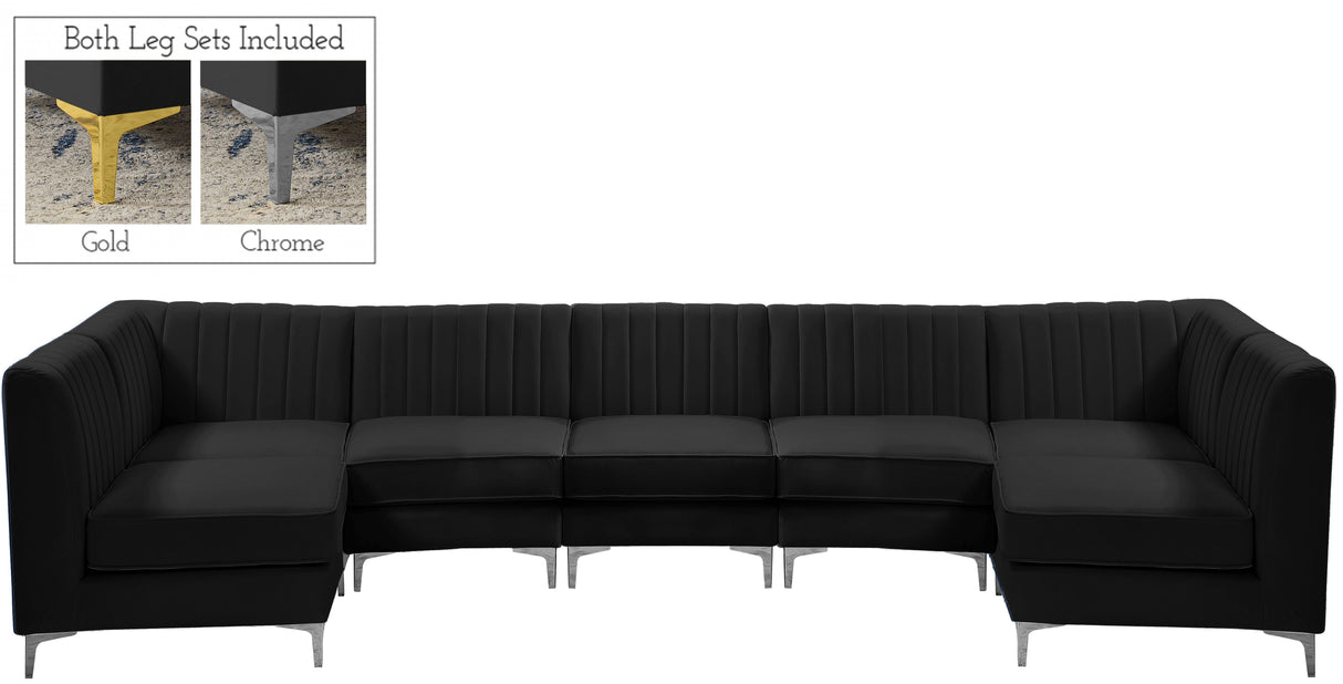 Alina Black Velvet Modular Sectional - galleria furniture outlet