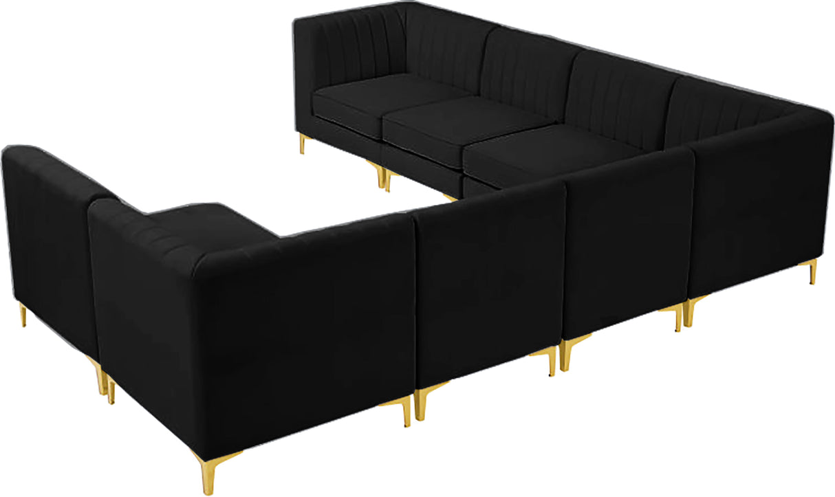 Alina Black Velvet Modular Sectional - galleria furniture outlet