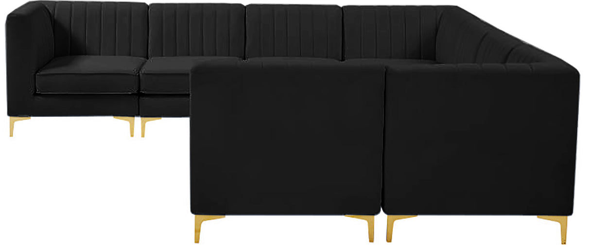 Alina Black Velvet Modular Sectional - galleria furniture outlet