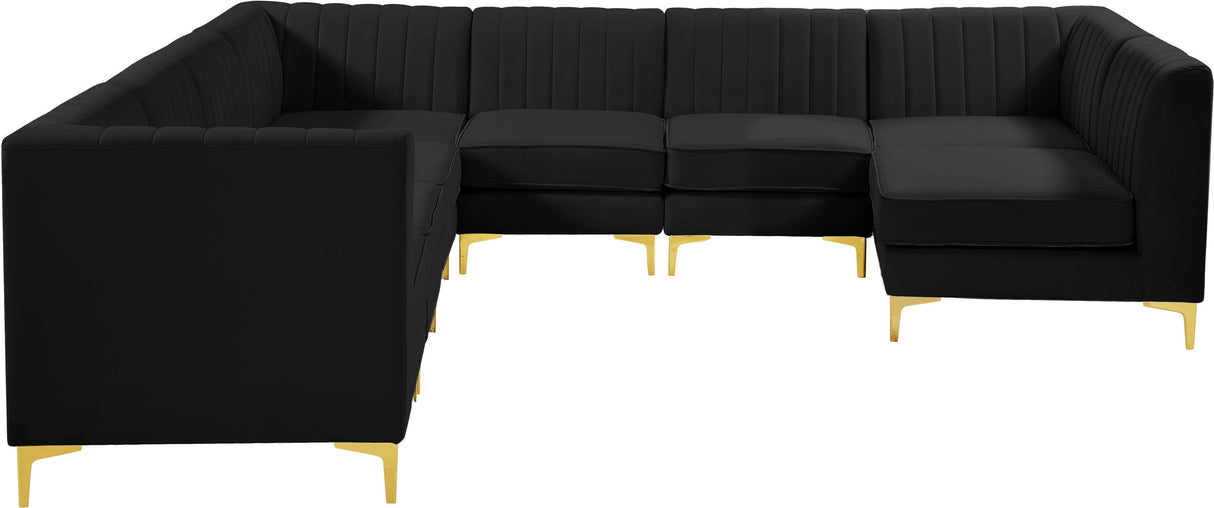 Alina Black Velvet Modular Sectional - galleria furniture outlet