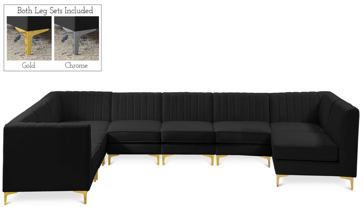 Alina Black Velvet Modular Sectional - galleria furniture outlet