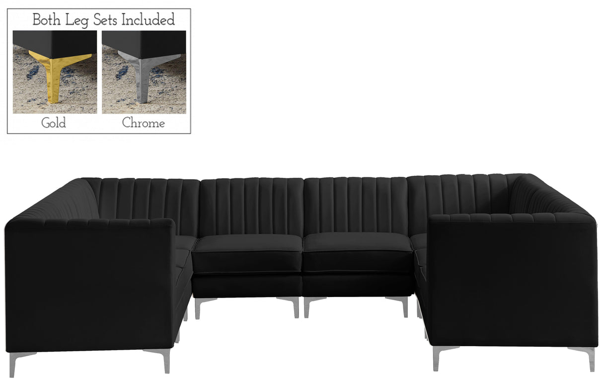 Alina Black Velvet Modular Sectional - galleria furniture outlet