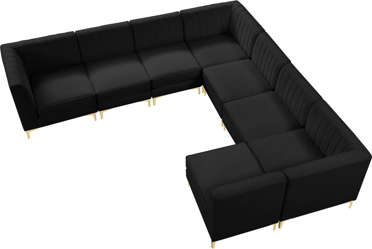 Alina Black Velvet Modular Sectional - galleria furniture outlet
