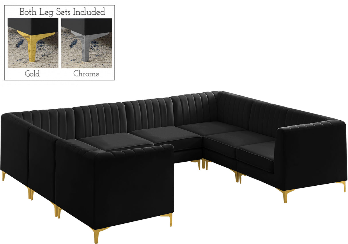 Alina Black Velvet Modular Sectional - galleria furniture outlet