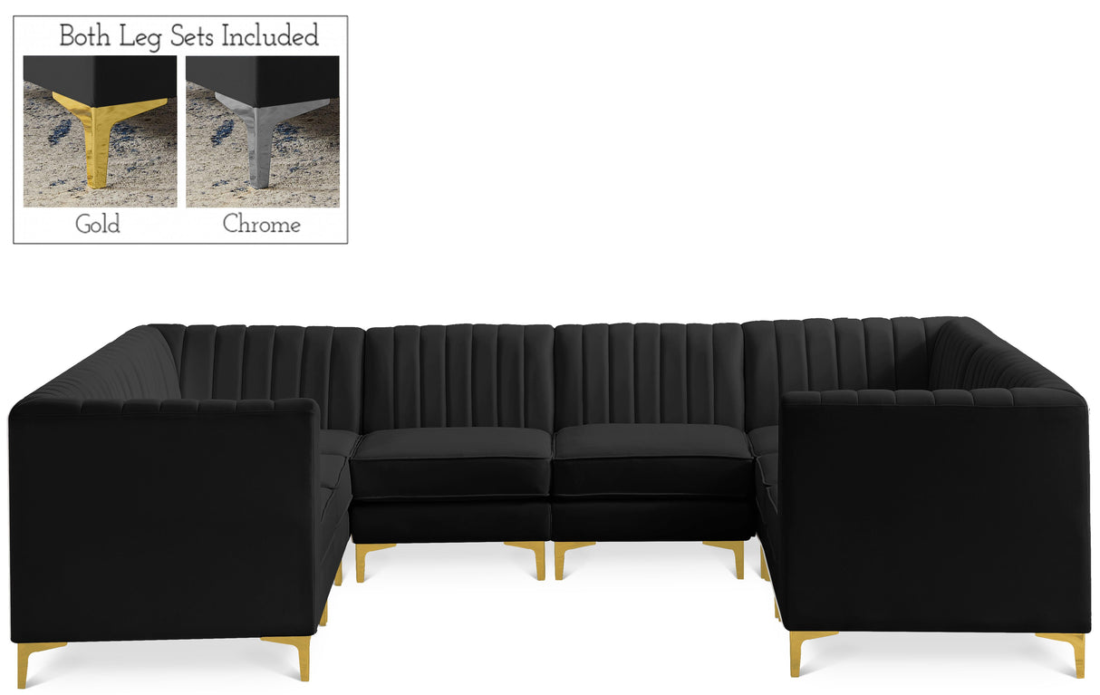 Alina Black Velvet Modular Sectional - galleria furniture outlet