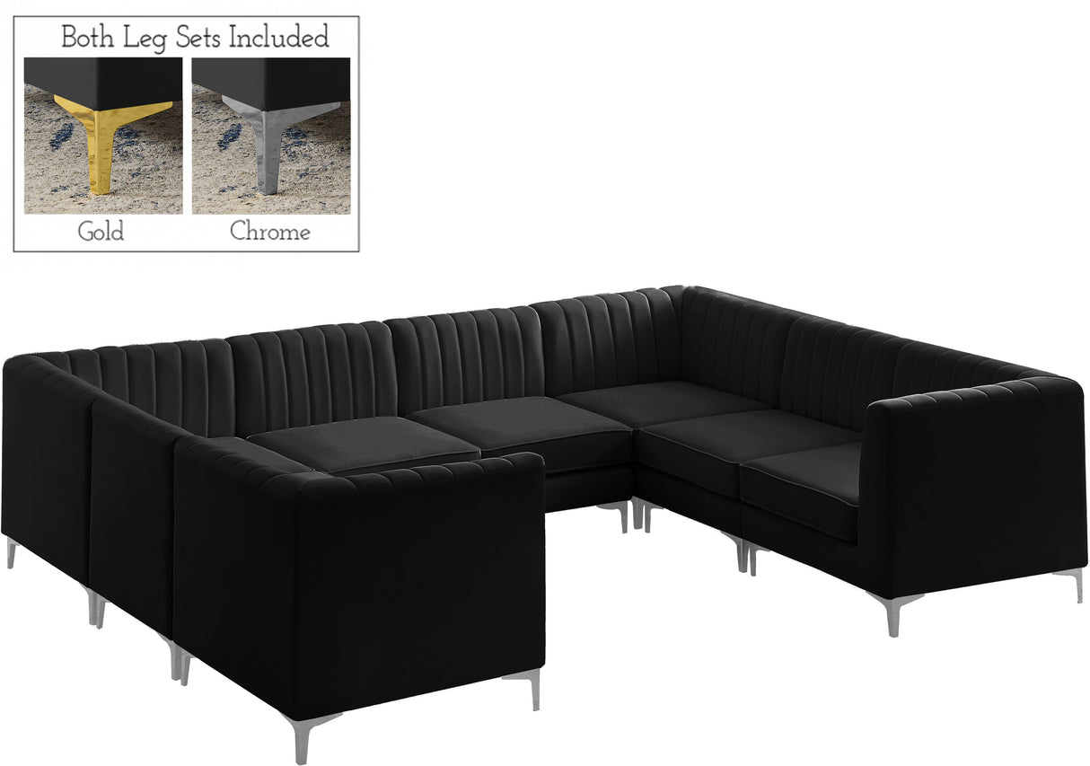 Alina Black Velvet Modular Sectional - galleria furniture outlet