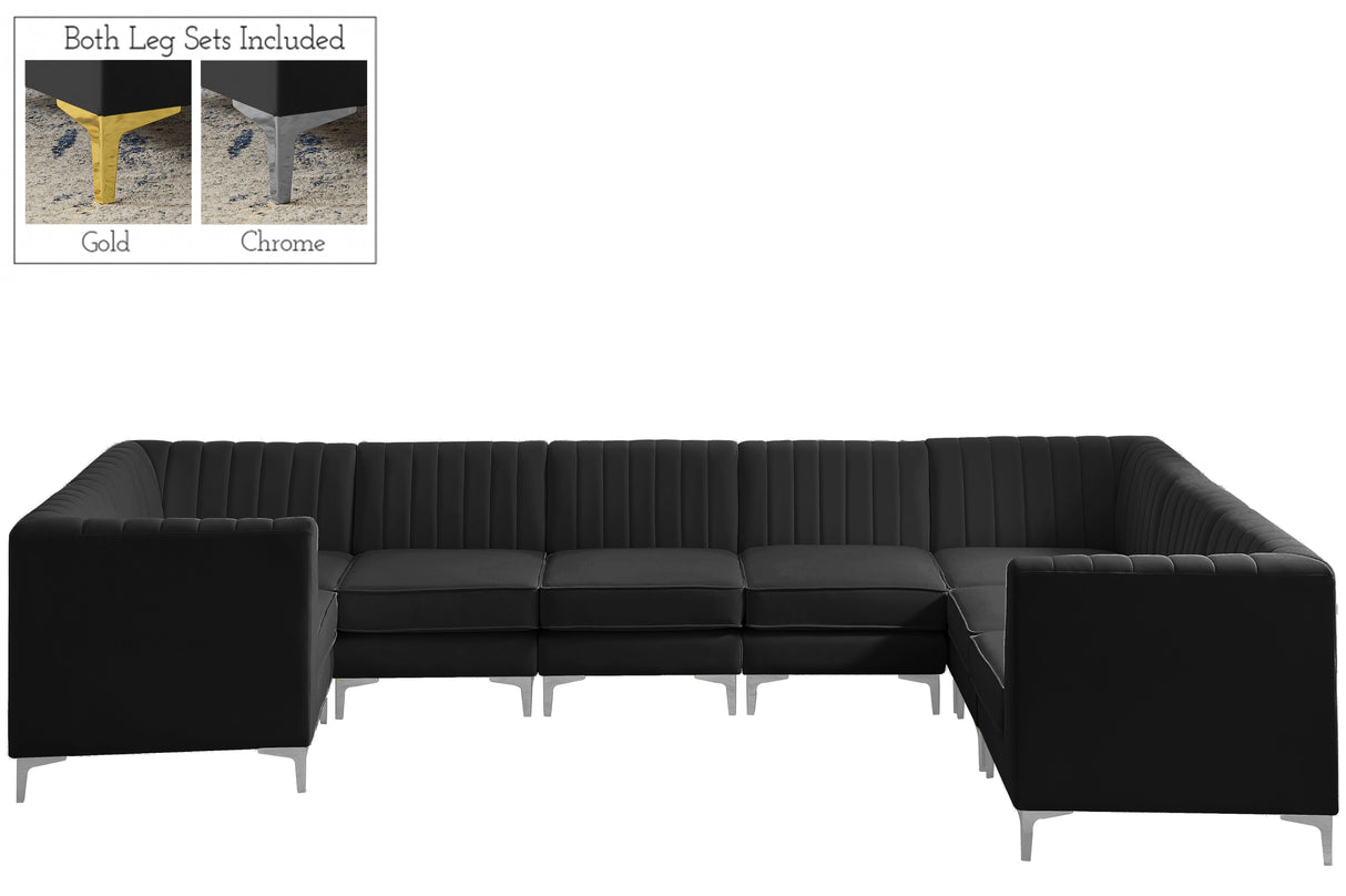 Alina Black Velvet Modular Sectional - galleria furniture outlet