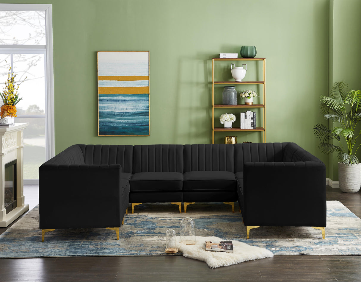 Alina Black Velvet Modular Sectional - galleria furniture outlet