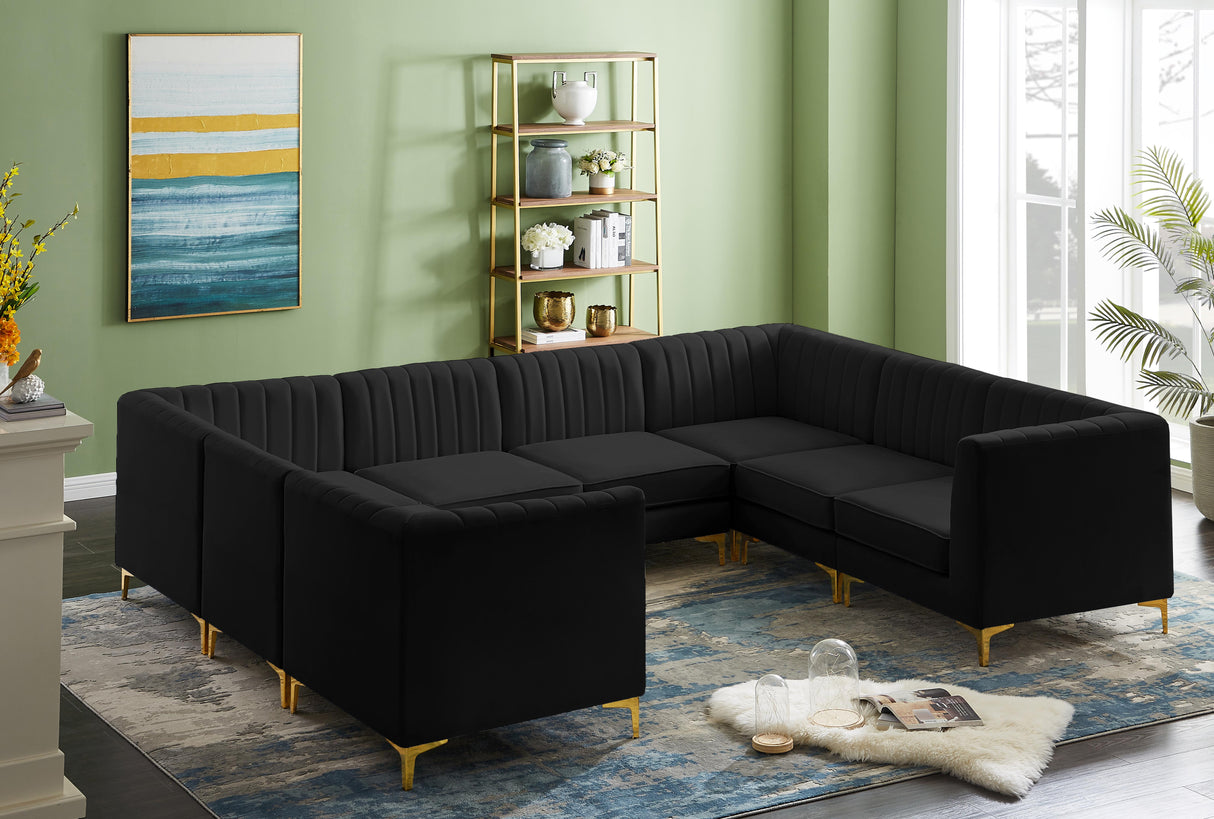Alina Black Velvet Modular Sectional - galleria furniture outlet