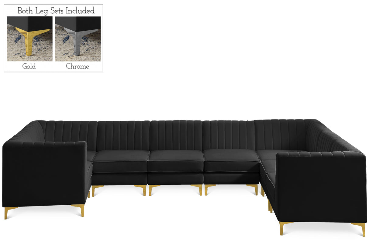 Alina Black Velvet Modular Sectional - galleria furniture outlet