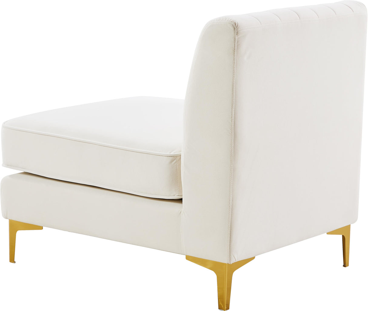 Alina Cream Velvet Armless Chair - galleria furniture outlet