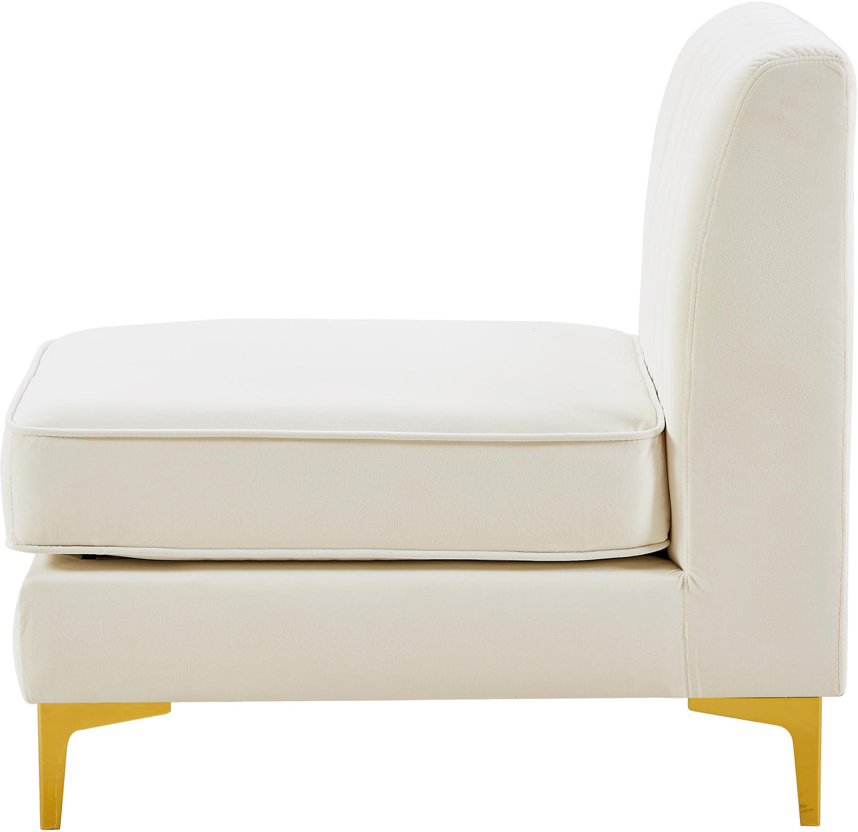 Alina Cream Velvet Armless Chair - galleria furniture outlet