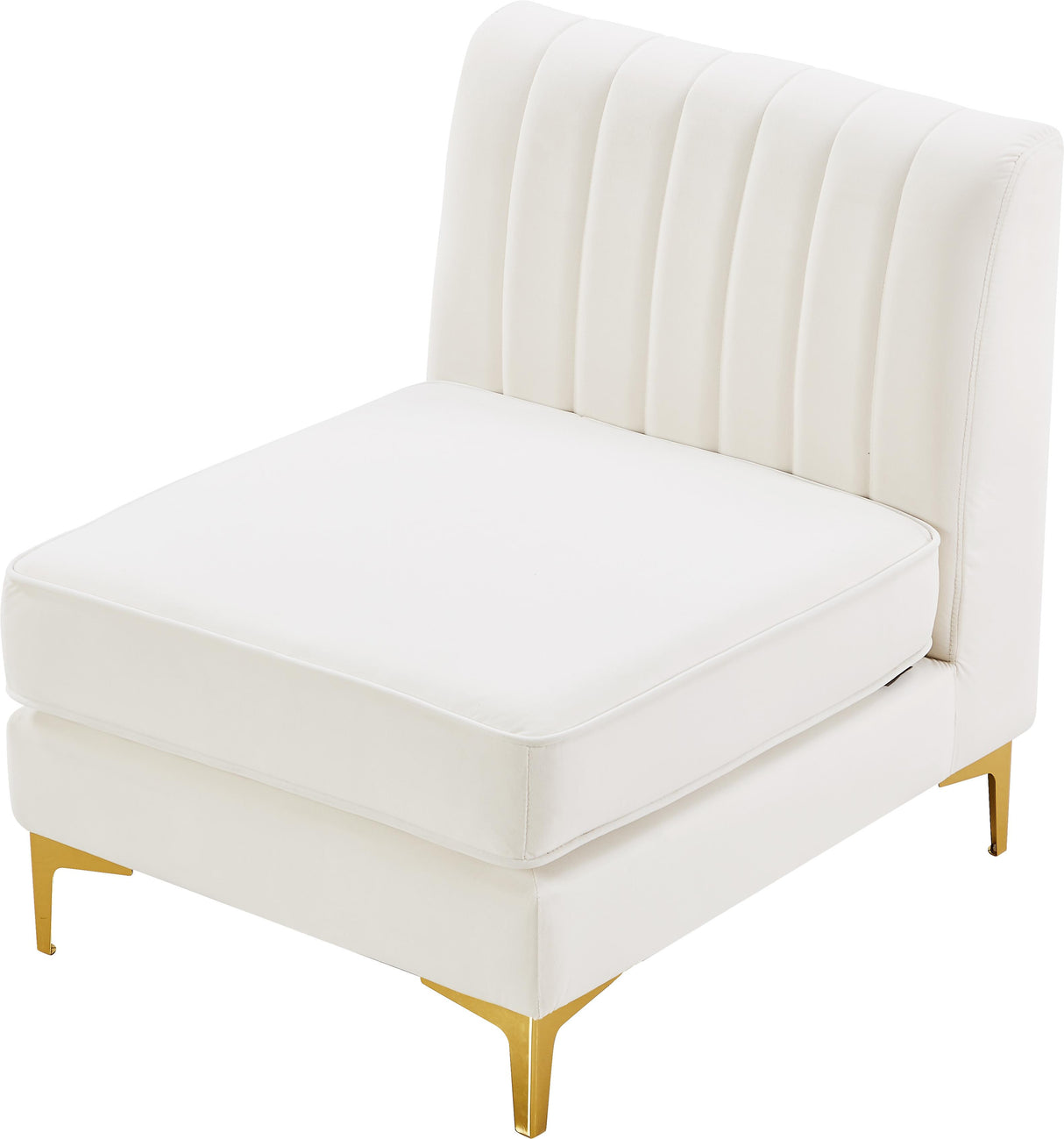 Alina Cream Velvet Armless Chair - galleria furniture outlet