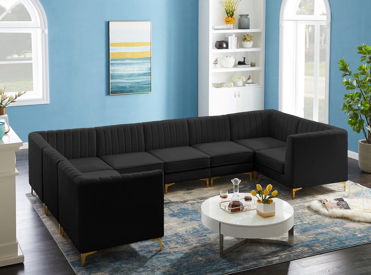 Alina Black Velvet Modular Sectional - galleria furniture outlet