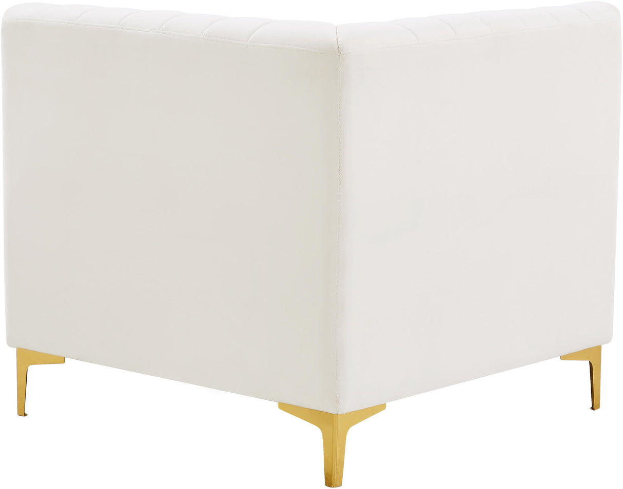 Alina Cream Velvet Corner Chair - galleria furniture outlet