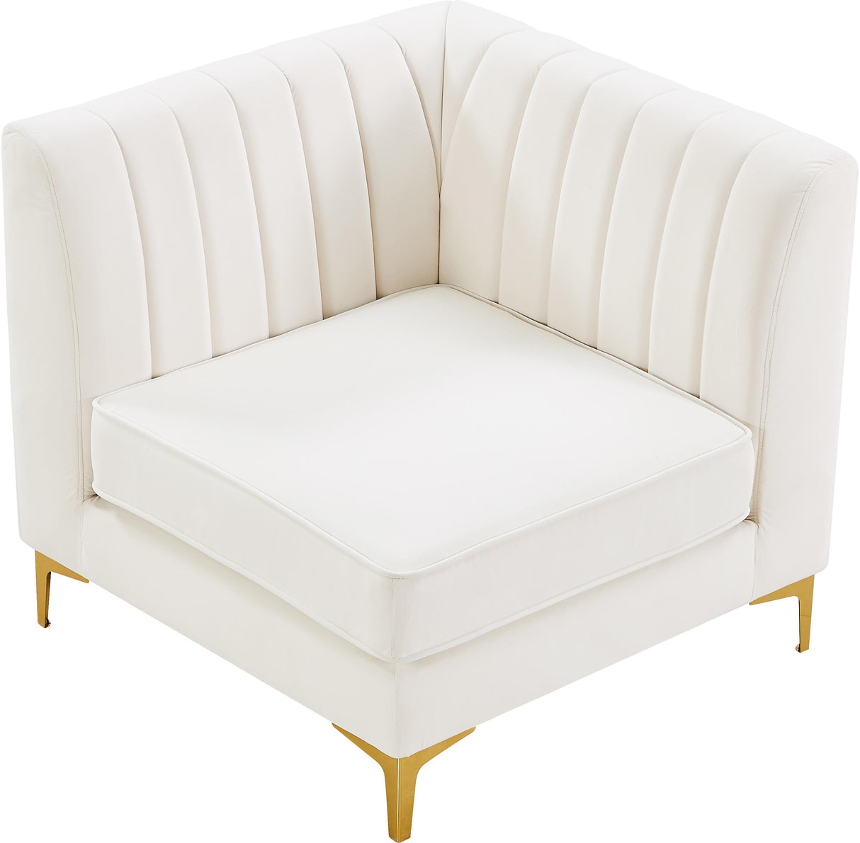 Alina Cream Velvet Corner Chair - galleria furniture outlet