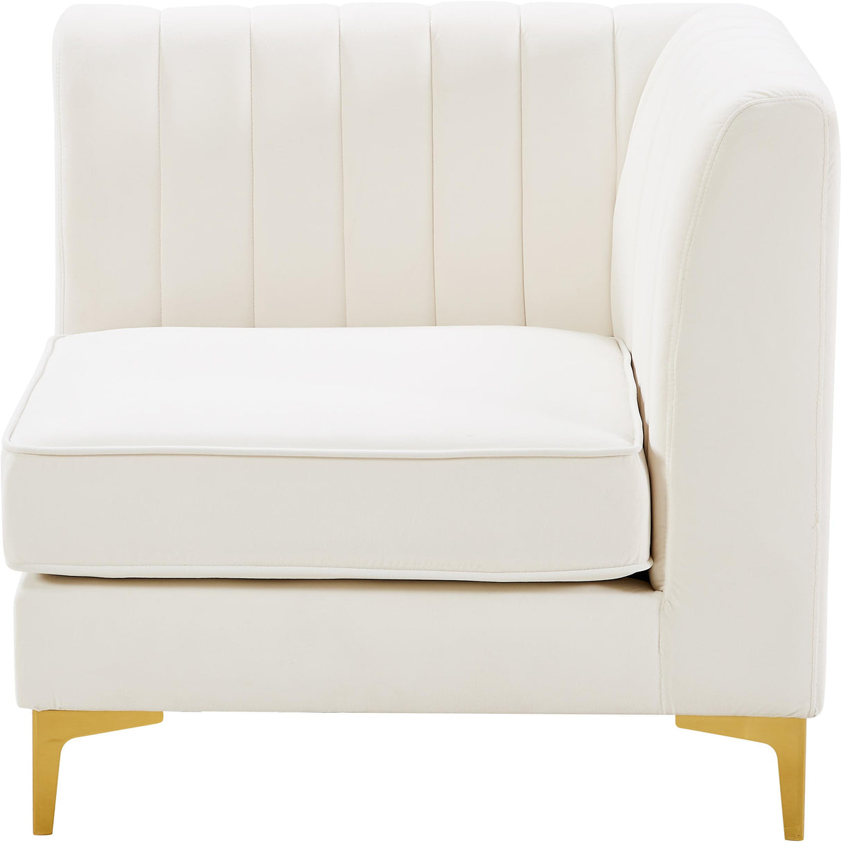 Alina Cream Velvet Corner Chair - galleria furniture outlet