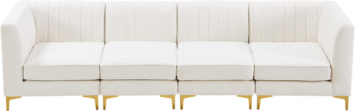 Alina Cream Velvet Modular Sofa - galleria furniture outlet