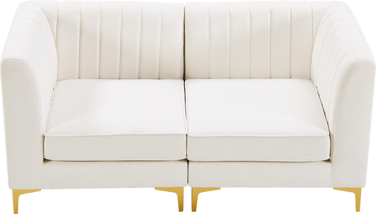 Alina Cream Velvet Modular Sofa - galleria furniture outlet