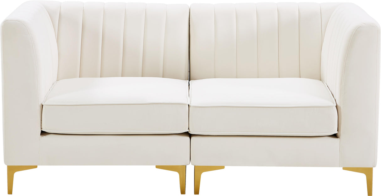 Alina Cream Velvet Modular Sofa - galleria furniture outlet