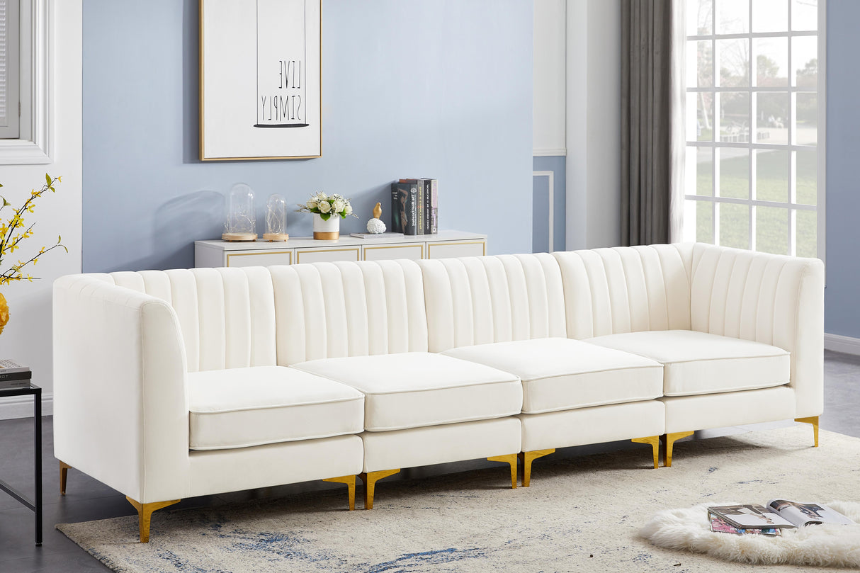 Alina Cream Velvet Modular Sofa - galleria furniture outlet