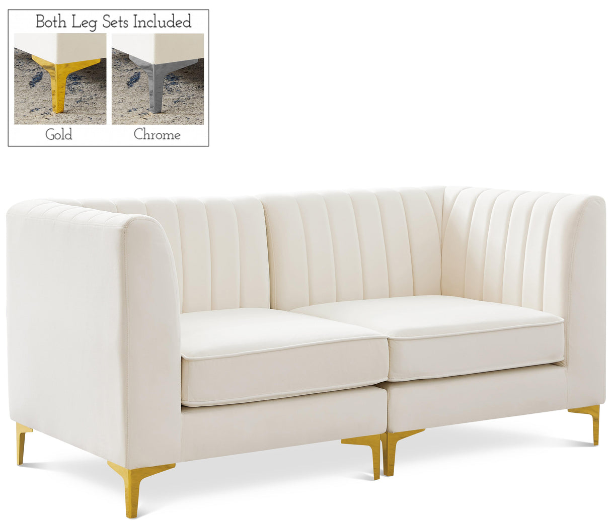Alina Cream Velvet Modular Sofa - galleria furniture outlet
