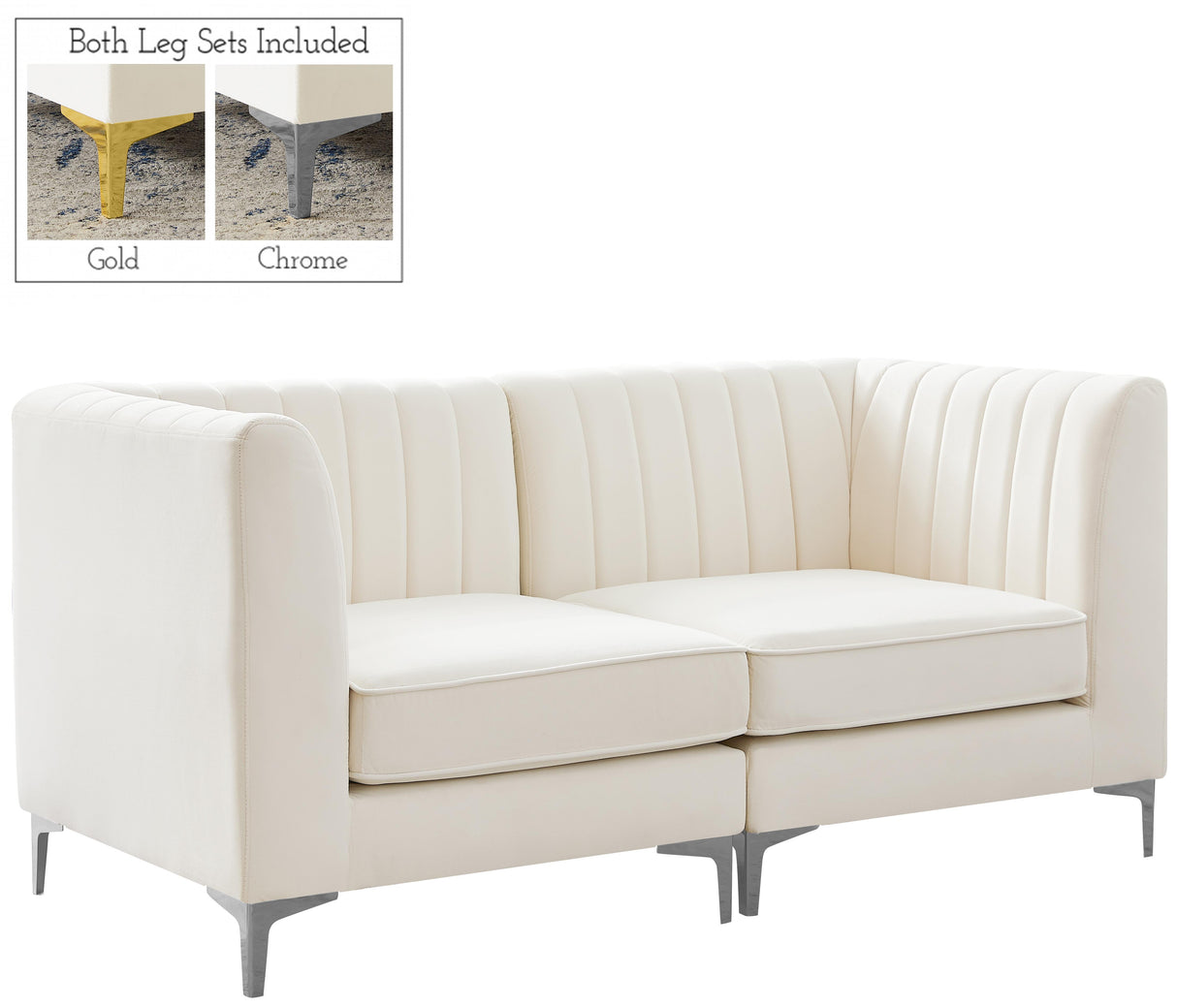 Alina Cream Velvet Modular Sofa - galleria furniture outlet