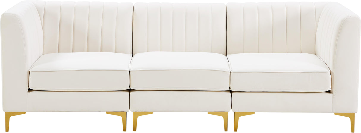 Alina Cream Velvet Modular Sofa - galleria furniture outlet