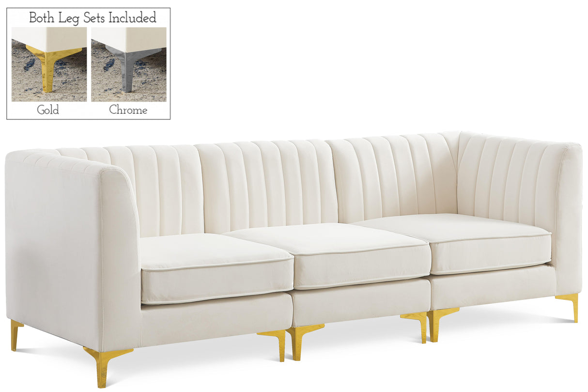 Alina Cream Velvet Modular Sofa - galleria furniture outlet