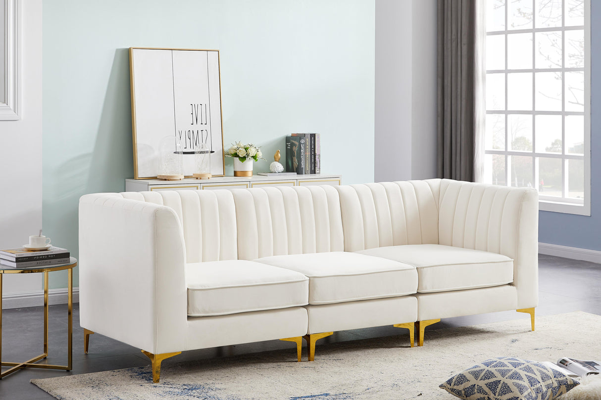 Alina Cream Velvet Modular Sofa - galleria furniture outlet